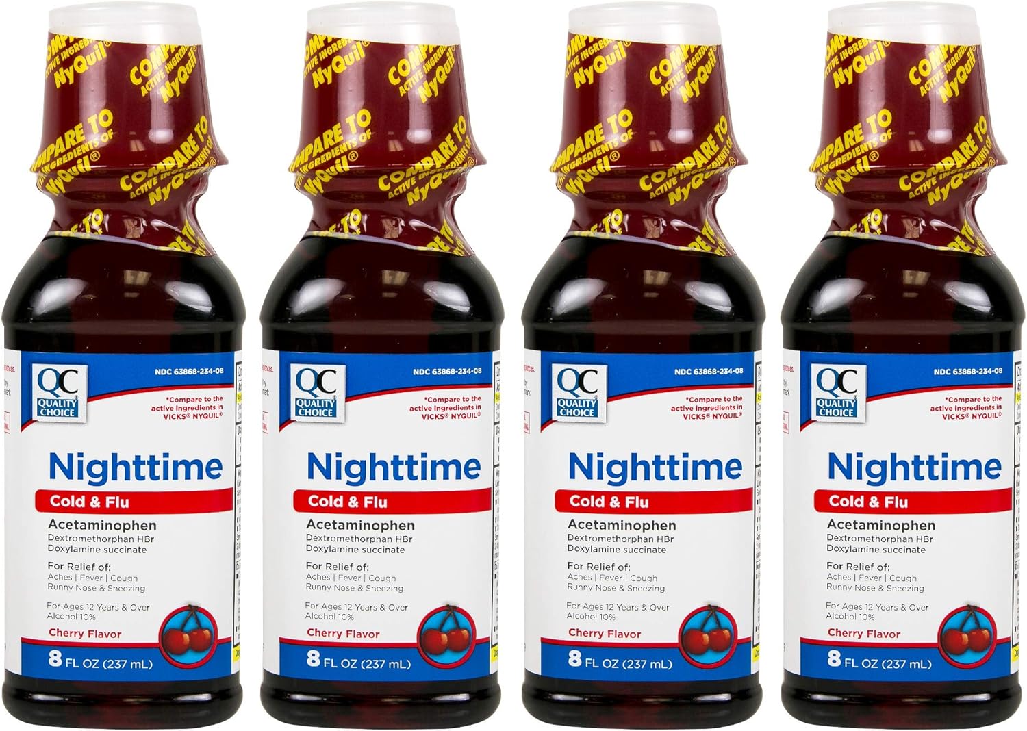 cherry-flavored-nighttime-cold-and-flu-acetaminophen-pain-reliever-liquid---4-pack-of-8-fl-ounce-bottles---quality-choice-1