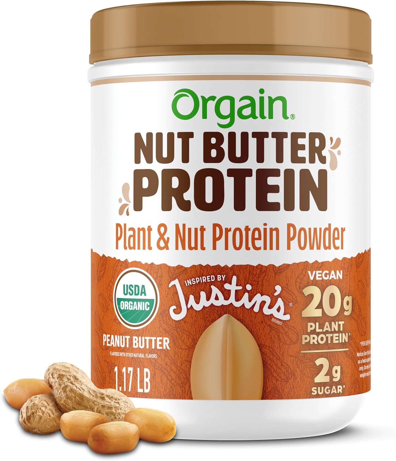 orgain-x-justins-organic-vegan-peanut-butter-protein-powder---20g-plant-protein-gluten-free-dairy-free-no-artificial-flavors---117-lb-1