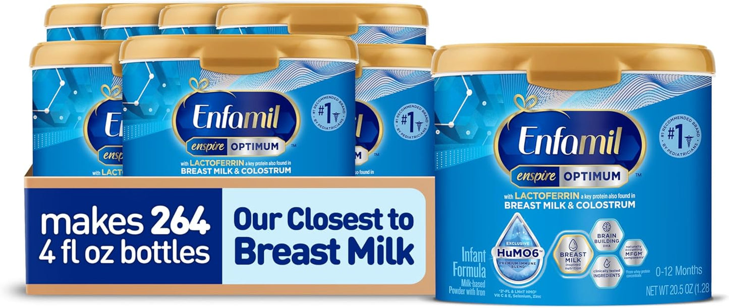 Enfamil Enspire Optimum Baby Formula Powder with Dual Prebiotics, Immune-Supporting Lactoferrin, 20.5 Oz, Pack of 8 - Espot.com.au