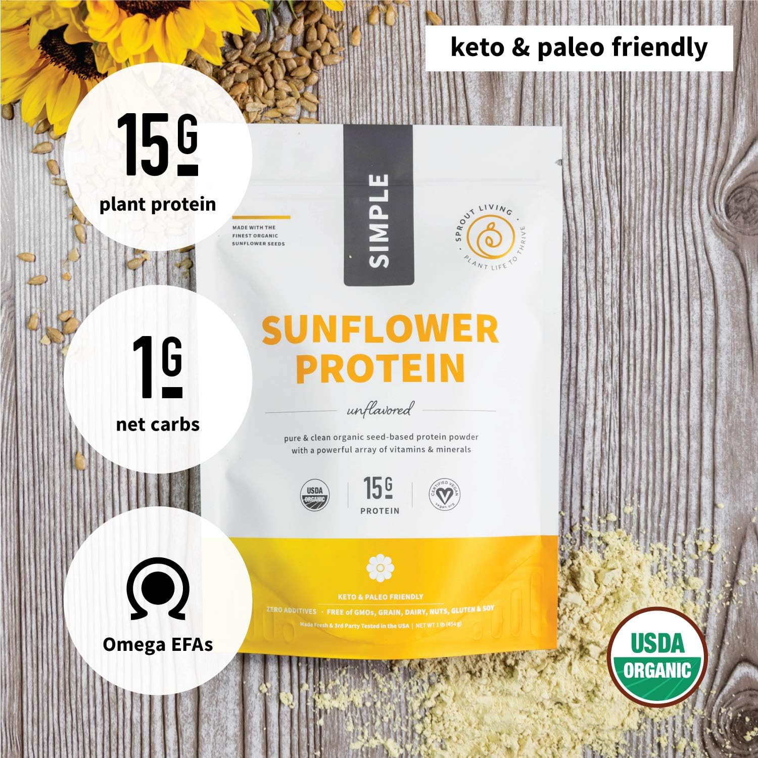 organic-sunflower-seed-protein-powder---plant-based-non-dairy-non-gmo-vegan-keto-friendly-drink-mix---15g-protein-1-lb-5