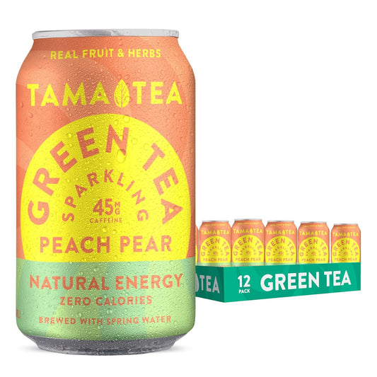 tama-tea-sparkling-peach-pear-green-tea---real-fruit-herb-infused-beverage-zero-sugar-calories-non-gmo-high-in-antioxidants---12-oz-pack-of-12-1