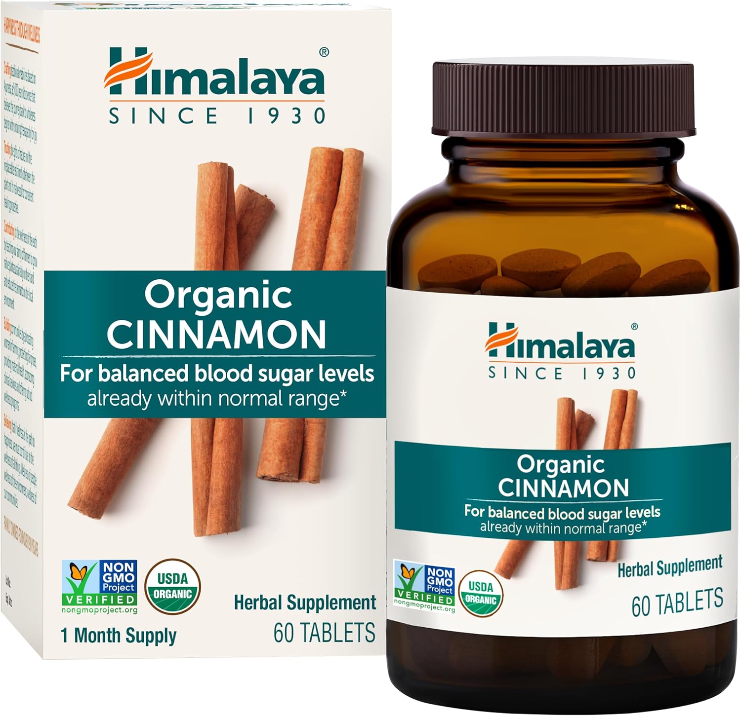 Organic Cinnamon Tablets for Glycemic Support - 1100mg Daily - Cassia & Ceylon Cinnamon Extract - Non-GMO - Vegan & Gluten-Free - 60 Tablets - Espot.com.au