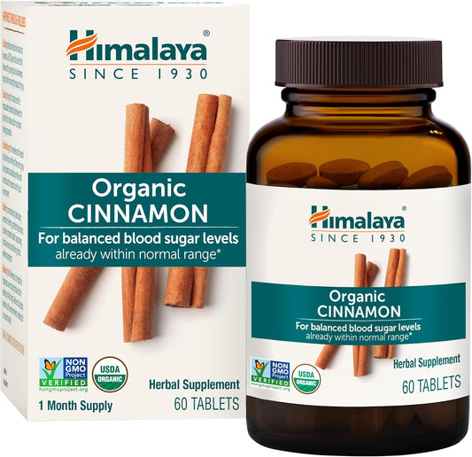 Organic Cinnamon Tablets for Glycemic Support - 1100mg Daily - Cassia & Ceylon Cinnamon Extract - Non-GMO - Vegan & Gluten-Free - 60 Tablets - Espot.com.au