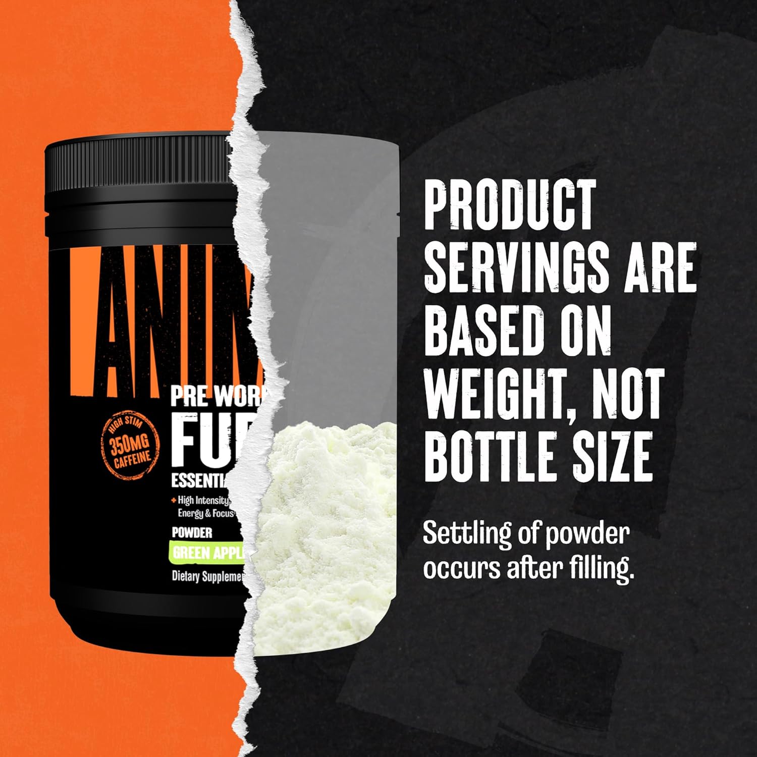 Animal Fury Pre Workout Powder - Energy and Focus Supplement with BCAAs, Caffeine, and Beta-Alanine for Enhanced Performance - Green Apple Flavor - 20 Servings - Espot.com.au