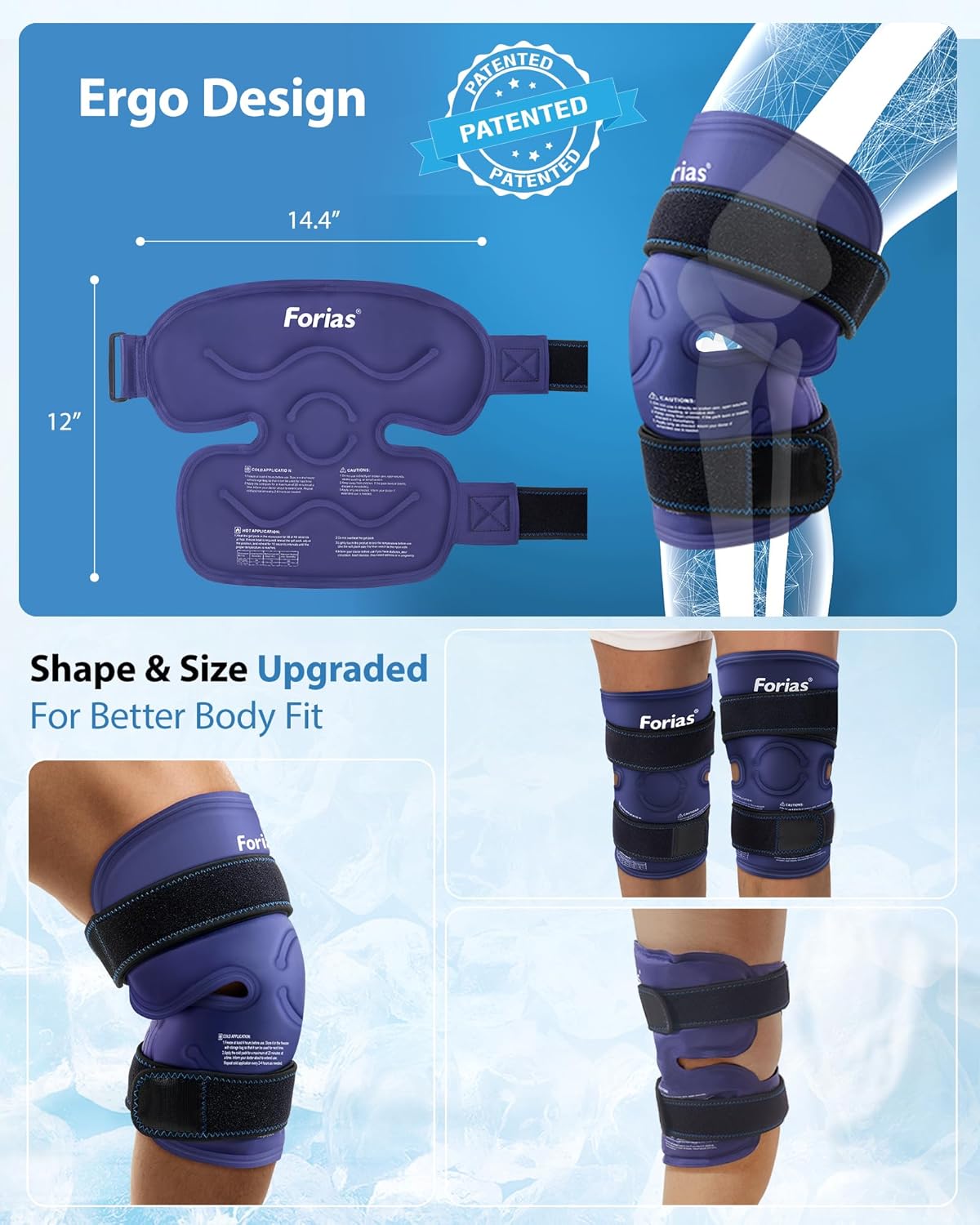 Reusable Gel Ice Pack for Knee Pain Relief - 14.4" Ice Pack Wrap for Injuries, Knee Replacement Surgery, Swelling, Arthritis, Meniscus Tear, and ACL - Blue - Espot.com.au