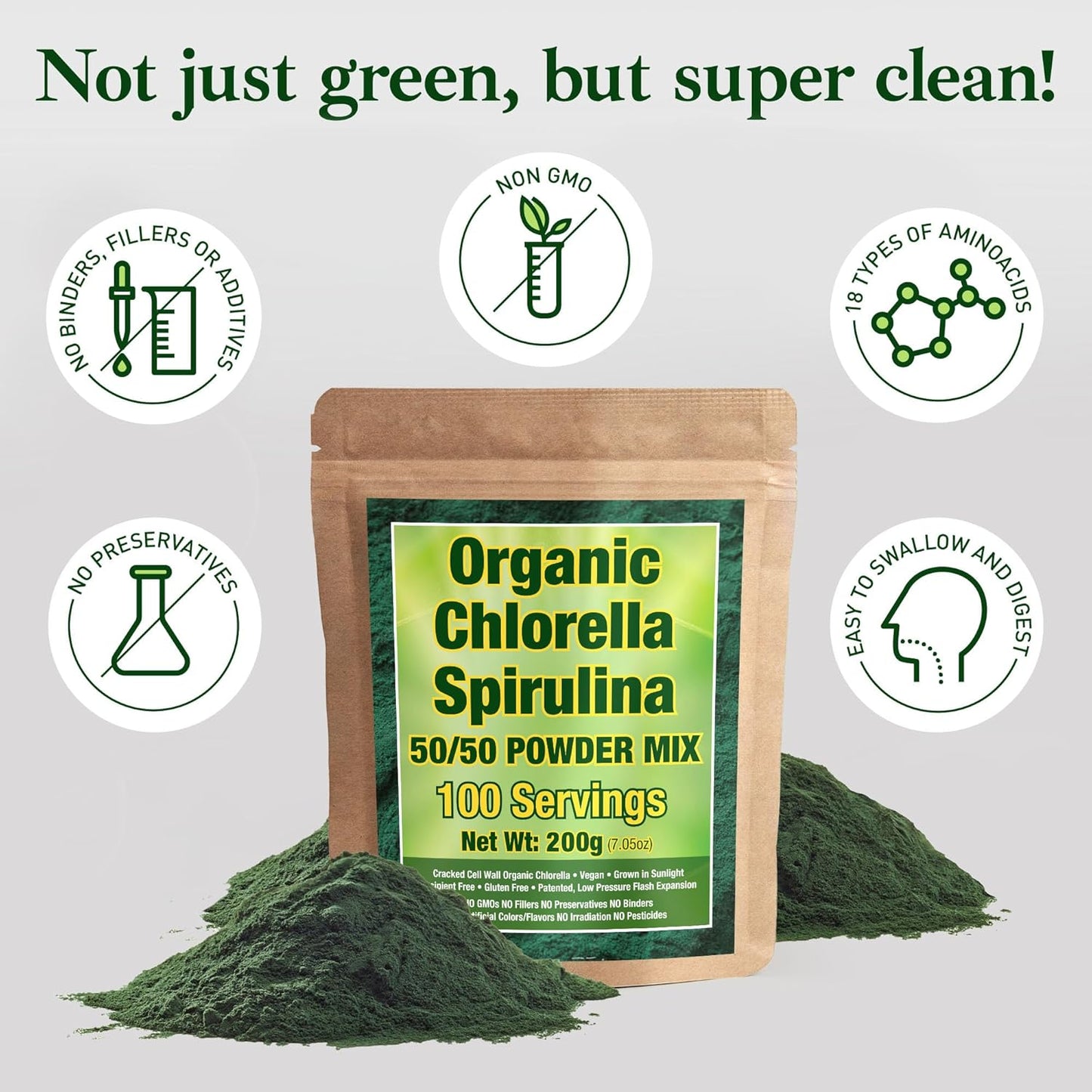 Organic Spirulina and Chlorella Powder Mix - 3 Month Supply - Vegan & Non-GMO - High-Quality Superfood Blend - Espot.com.au