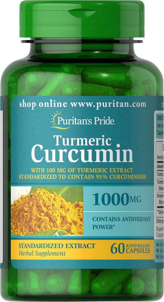 Puritan's Pride Turmeric Curcumin Capsules with Bioperine - 1000mg, 60 Count - High-Quality Supplement for Joint Support and Overall Wellness - Espot.com.au