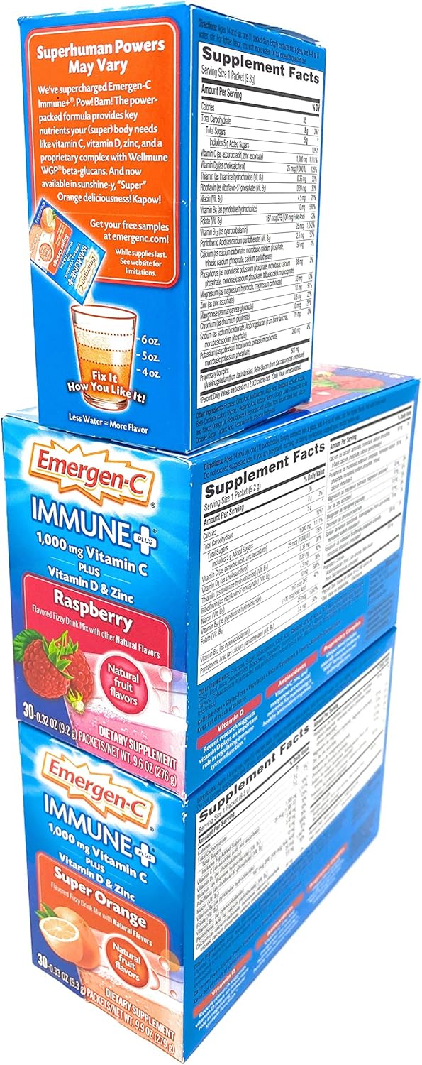 TUKIMA Emergen-C Immune+ Fizzy Drink Mix Powder, Super Orange and Raspberry - Dietary Supplement for Boosting Immunity - Espot.com.au