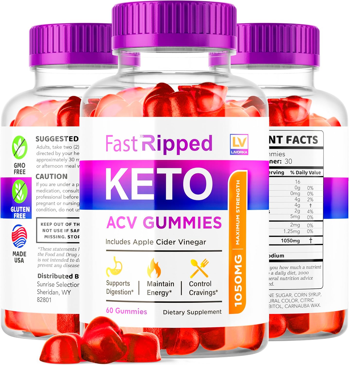 Fast Ripped Keto ACV Gummies - Advanced Weight Loss Supplement with 1050 MG - 1 Month Supply - Espot.com.au