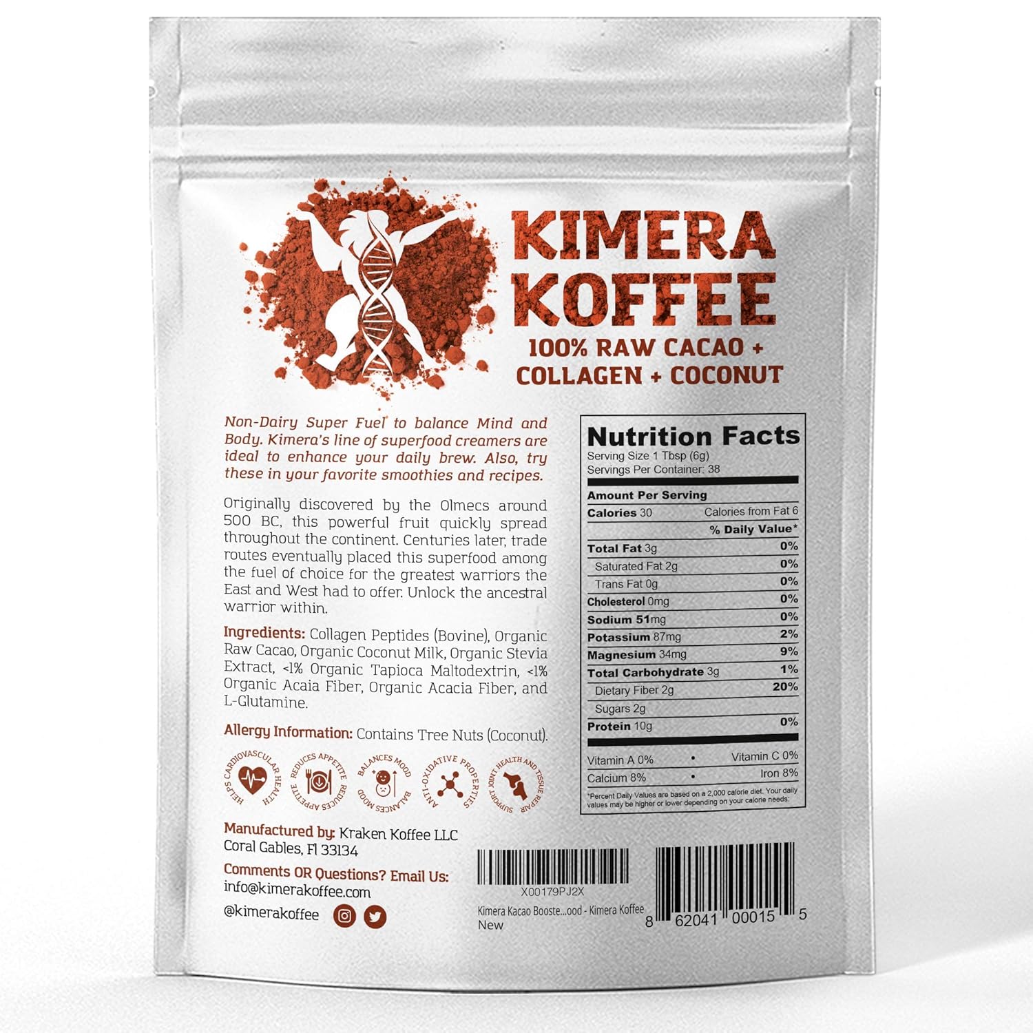organic-kimera-koffee-samurai-coconut-creamer-with-raw-cacao-and-collagen---keto-paleo-superfood---8oz-pack-7