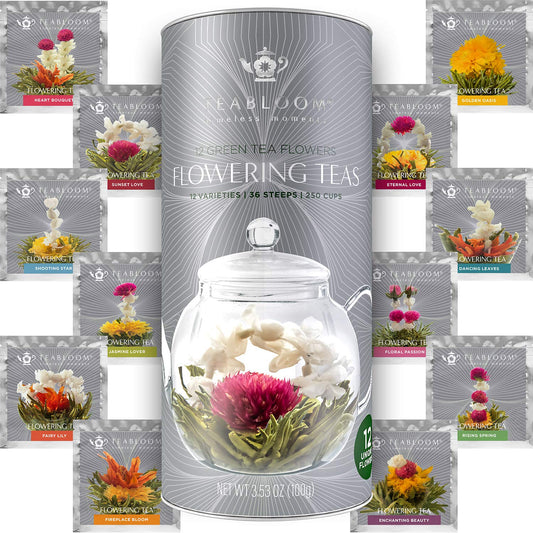 teabloom-flowering-tea-gift-set---12-varieties-of-blooming-tea-flowers-in-a-canister---hand-tied-green-tea-leaves-with-edible-flowers---12-pack-1