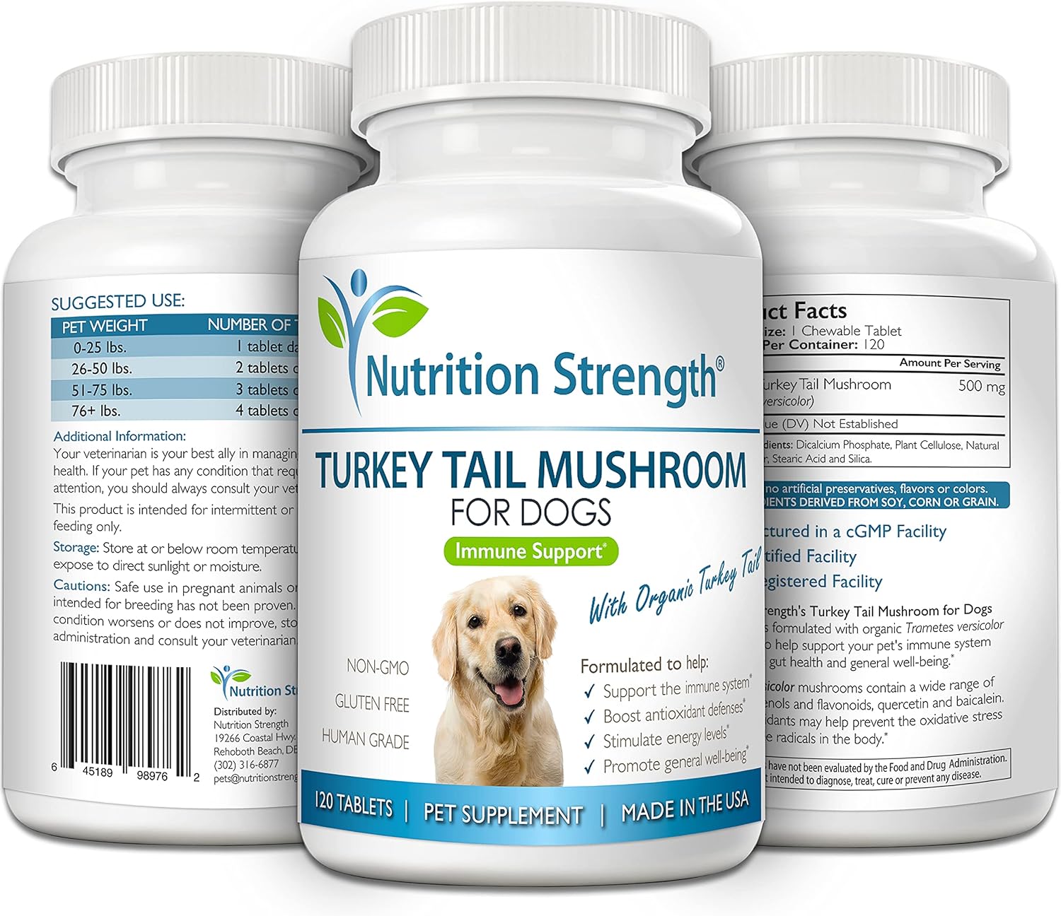 Turkey Tail Mushroom Supplement for Dogs - Immune Support, Gut Health, Antioxidant, Inflammation Relief - 120 Chewable Tablets - Espot.com.au