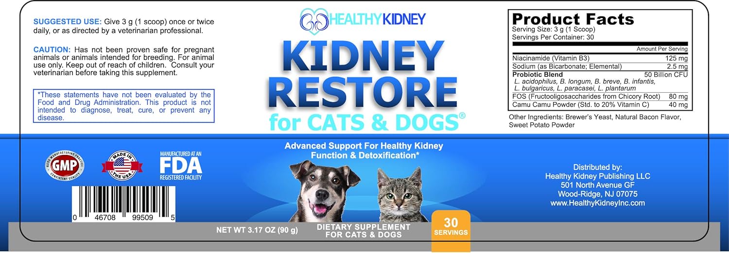 Pet Kidney Support Supplements for Cats and Dogs, Natural Renal Health Aid for Feline and Canine Urinary Tract Function, Easy to Add to Pets' Food for Optimal Health - Espot.com.au