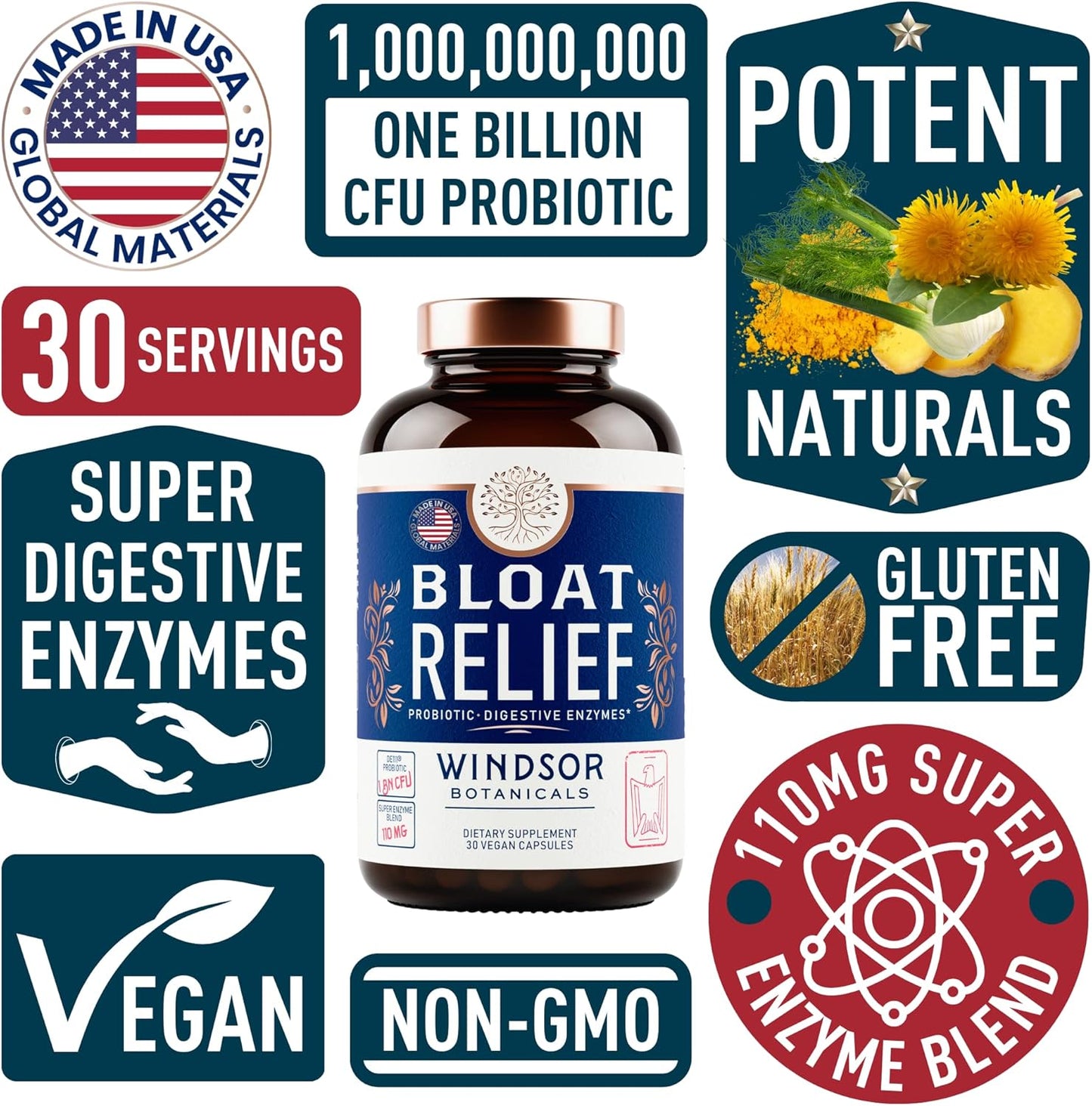 WINDSOR BOTANICALS Menopause Support and Bloat Relief Probiotic Bundle for Women's Health - Espot.com.au