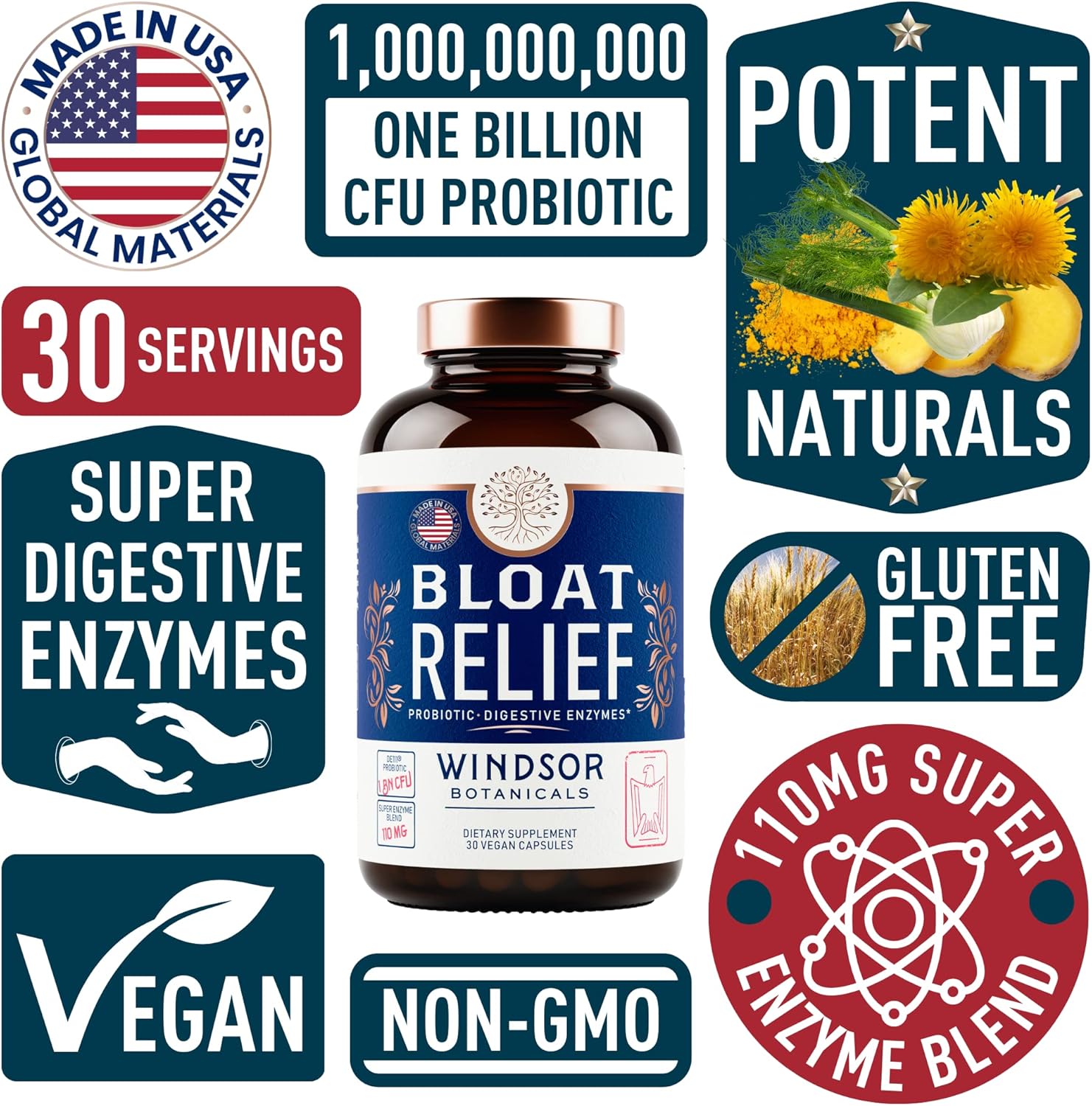 WINDSOR BOTANICALS Menopause Support and Bloat Relief Probiotic Bundle for Women's Health - Espot.com.au