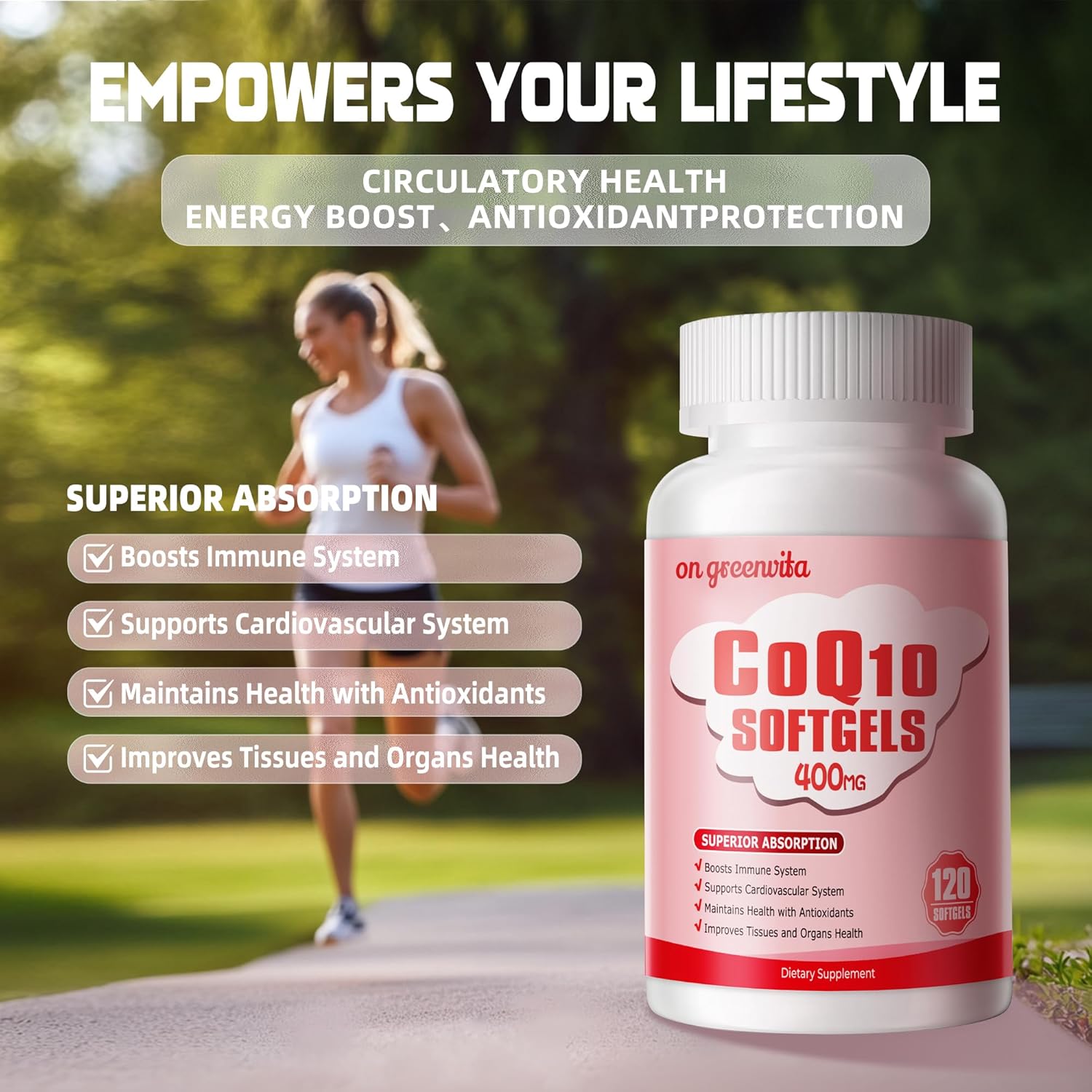 High-Absorption CoQ10 400mg Softgels with PQQ, Omega-3 & BioPerine - Antioxidant Heart Support Supplement - 120 Servings - Espot.com.au