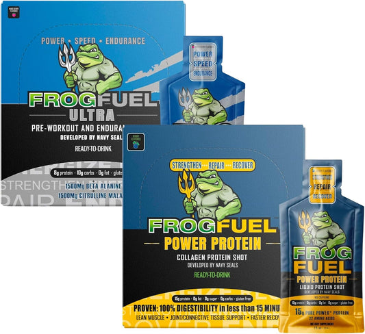 frog-fuel-power-bundle-regular-protein-ultra-pre-workout-shots-1500mg-beta-alanine-15g-protein-nano-hydrolyzed-collagen-pre-post-workout-12-oz-packets---48-pack-1