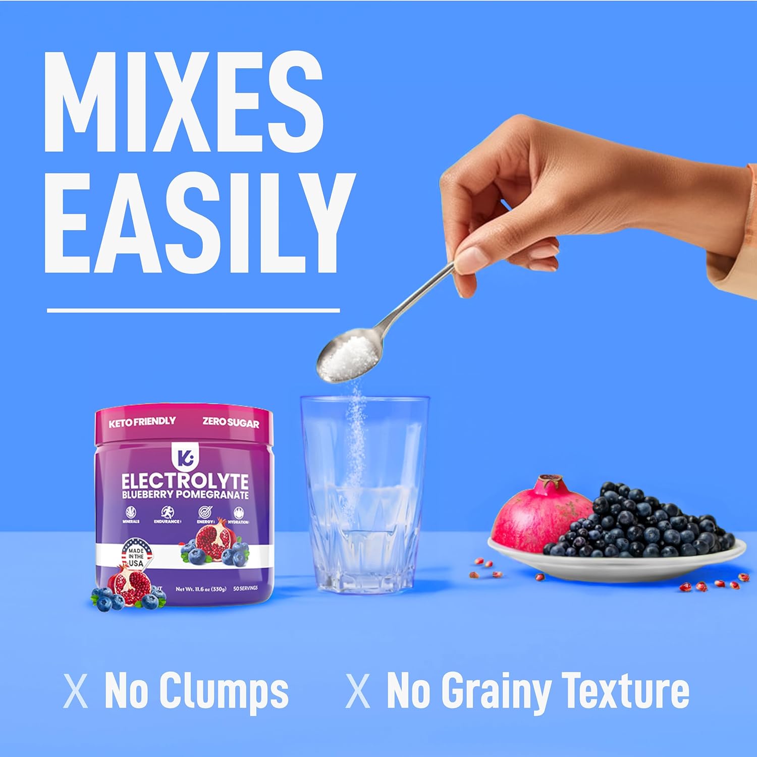 USA Made Keppi Keto Electrolytes Powder - Sugar-Free Hydration & Recovery Drink with Blueberry Pomegranate Flavor - Easy Mixing, No Clumps - Espot.com.au