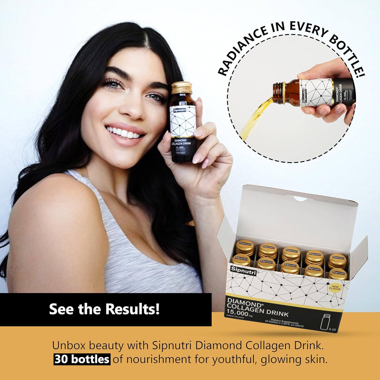 sipnutri-diamond-liquid-collagen-drink---15000mg-marine-collagen-with-vitamin-c-pomegranate---hair-skin-nails-joints-bones-support---50ml-x-10-bottles-3-boxes-5