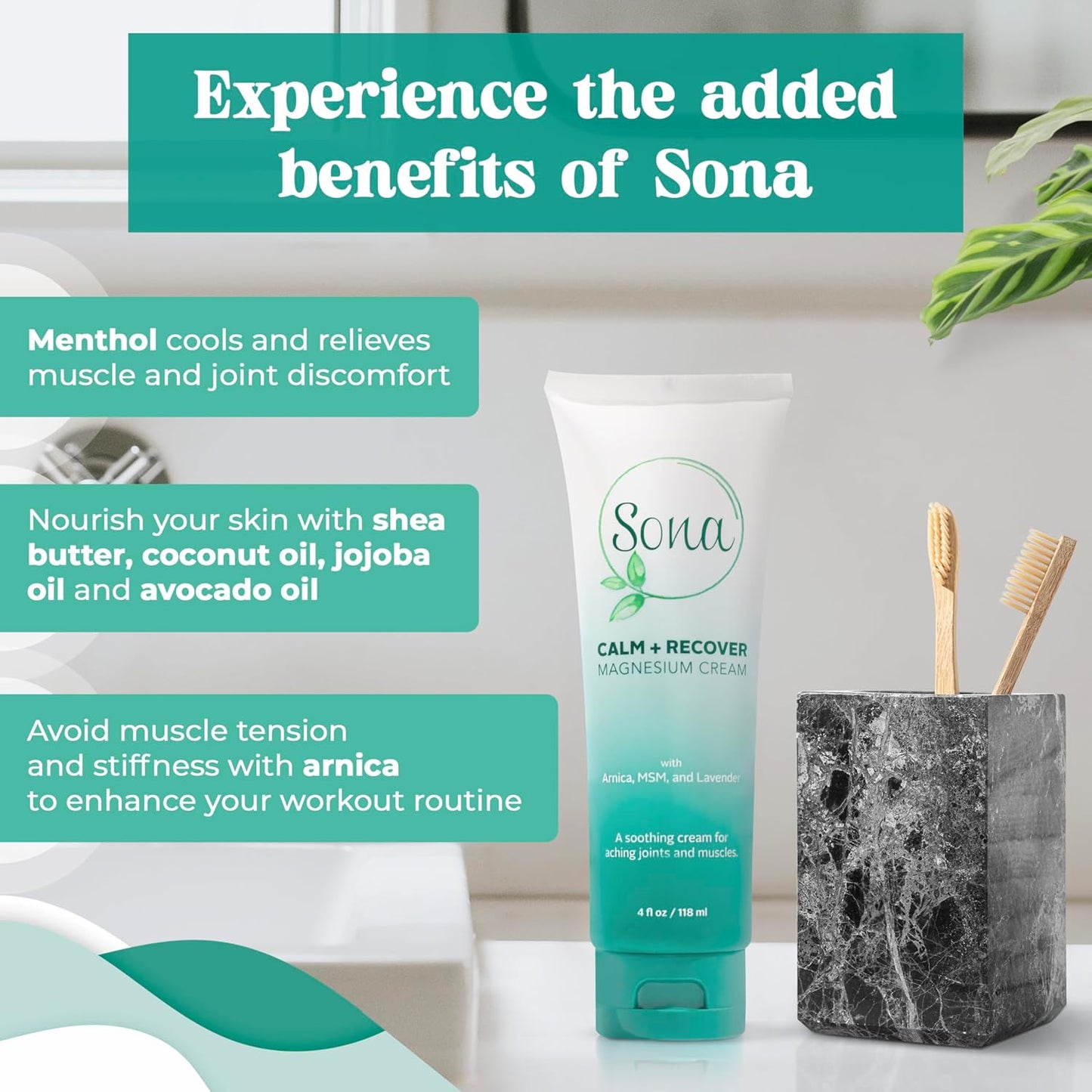 sona-calm-recover-magnesium-cream-with-arnica-msm-menthol-and-lavender---topical-lotion-for-sleep-aid-leg-cramps-pain-relief---4oz-6