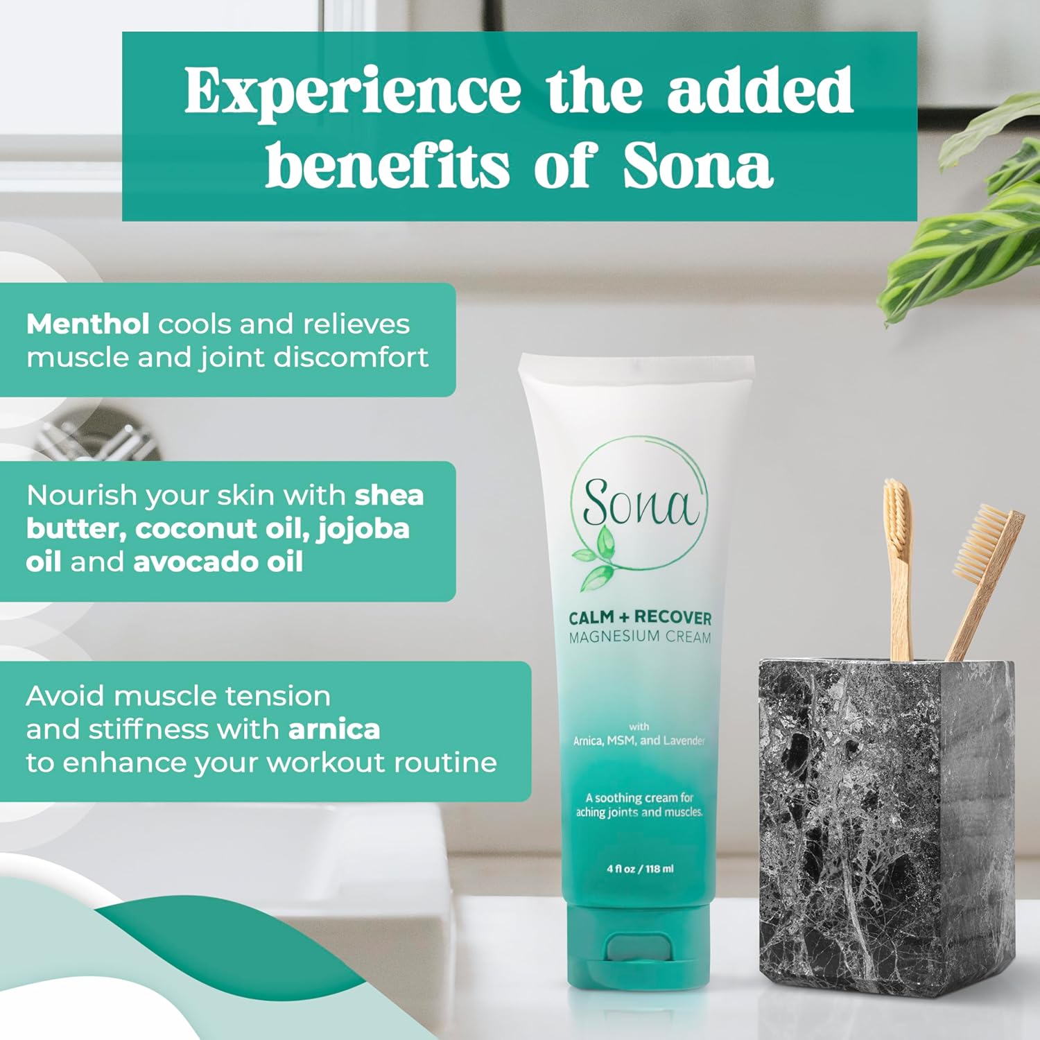sona-calm-recover-magnesium-cream-with-arnica-msm-menthol-and-lavender---topical-lotion-for-sleep-aid-leg-cramps-pain-relief---4oz-6