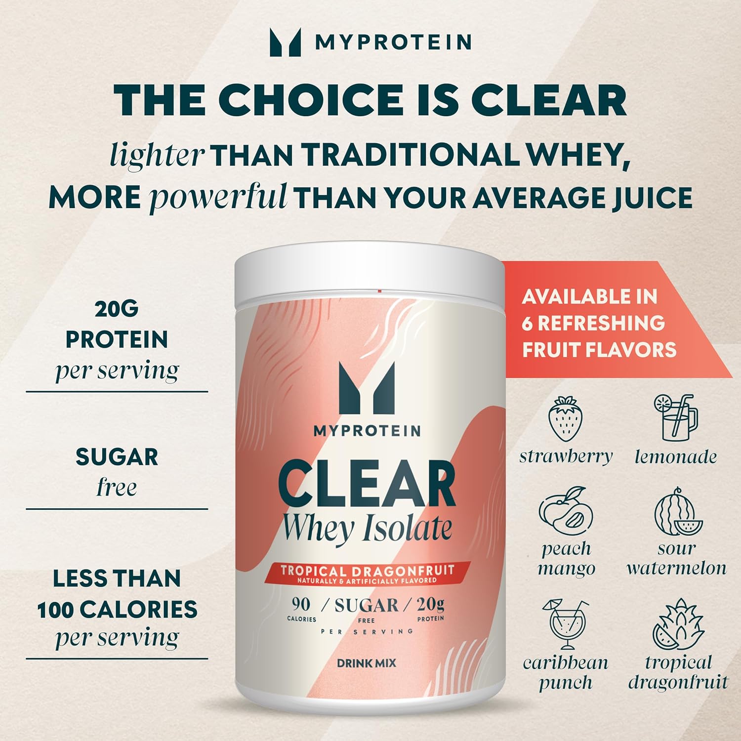 clear-whey-isolate-protein-powder---tropical-dragonfruit-flavor-20g-protein-per-serving-11-lb-20-servings-naturally-flavored-drink-mix-2