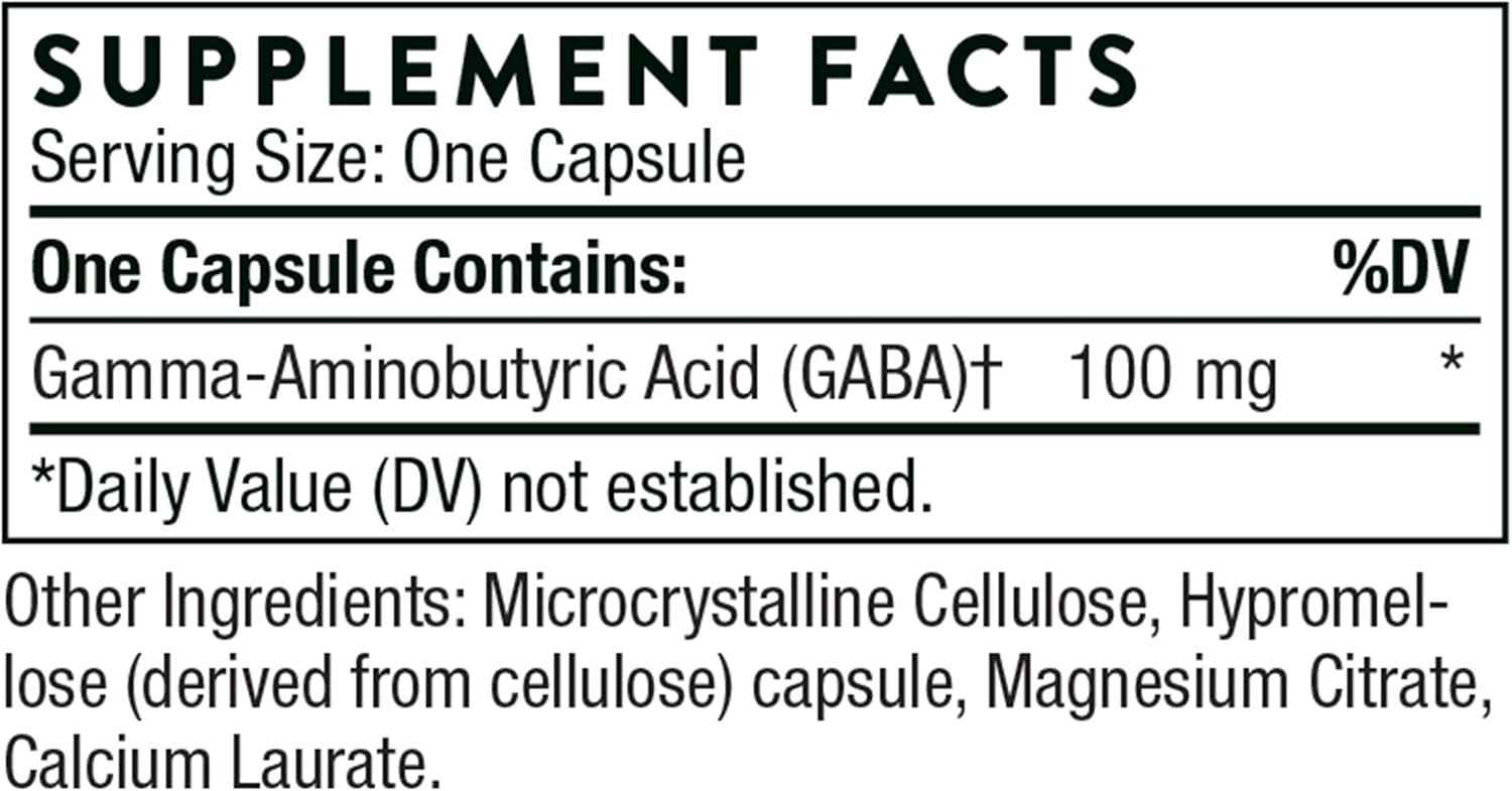 100mg PharmaGABA Supplement for Calm Mind & Sleep Support - Natural Source GABA - 60 Capsules by THORNE