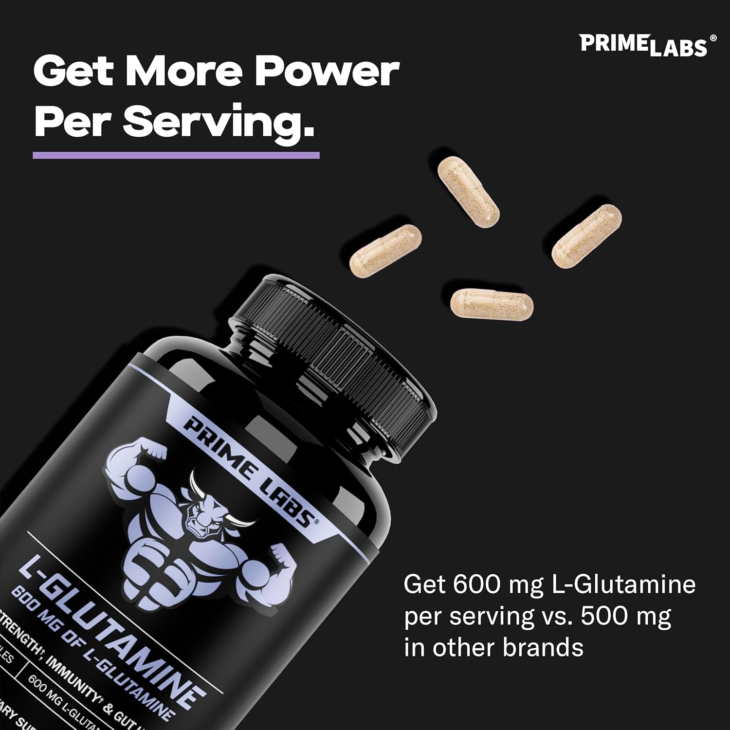 4-pack-l-glutamine-capsules-600mg---boost-strength-muscle-recovery-immunity-gut-health---amino-acid-supplement-for-men-women---non-gmo---by-prime-labs-5