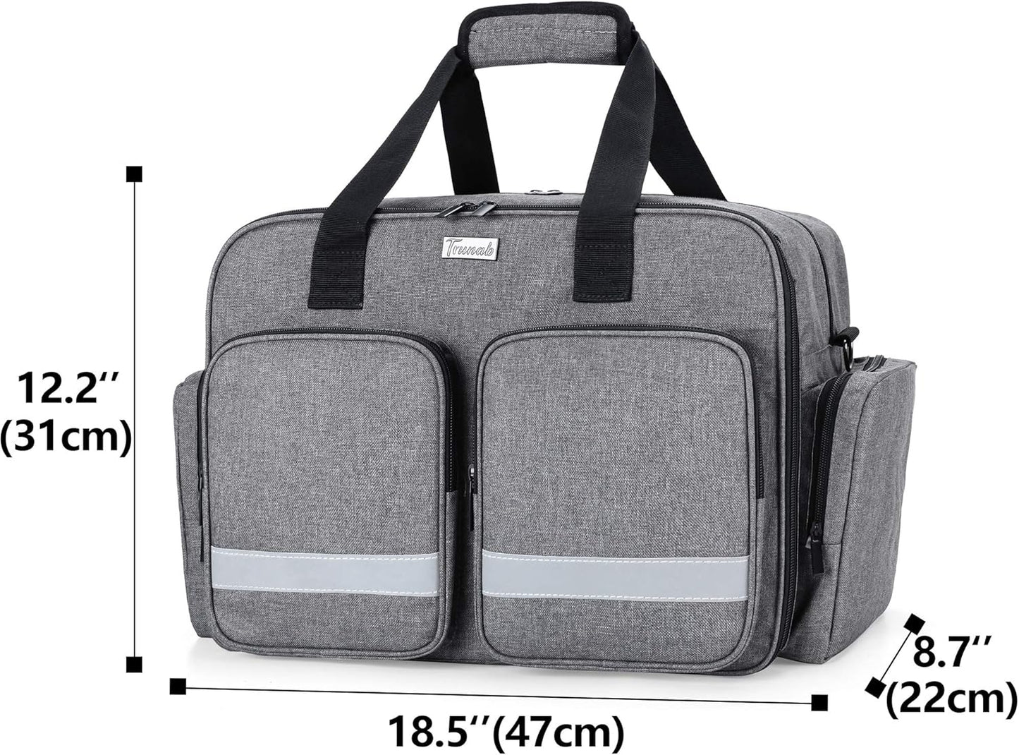 trunab-grey-first-aid-bag-for-nurse-doctor-paramedic---empty-medical-bag-with-laptop-compartment---patented-design-for-home-care-nurses-5