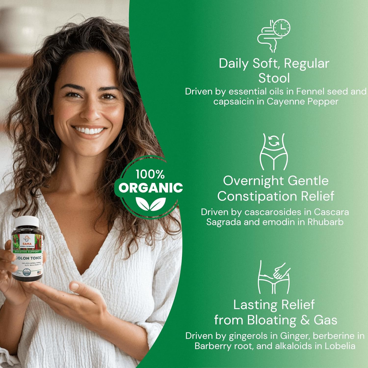 Sana Herbal Sciences Herbal Laxative Pills - Gentle Daily Stool Softeners for Colon & Candida Cleanse, Constipation Relief - Cascara Sagrada & Fennel Blend for Men & Women - 60 Natural Poop Pills - Espot.com.au