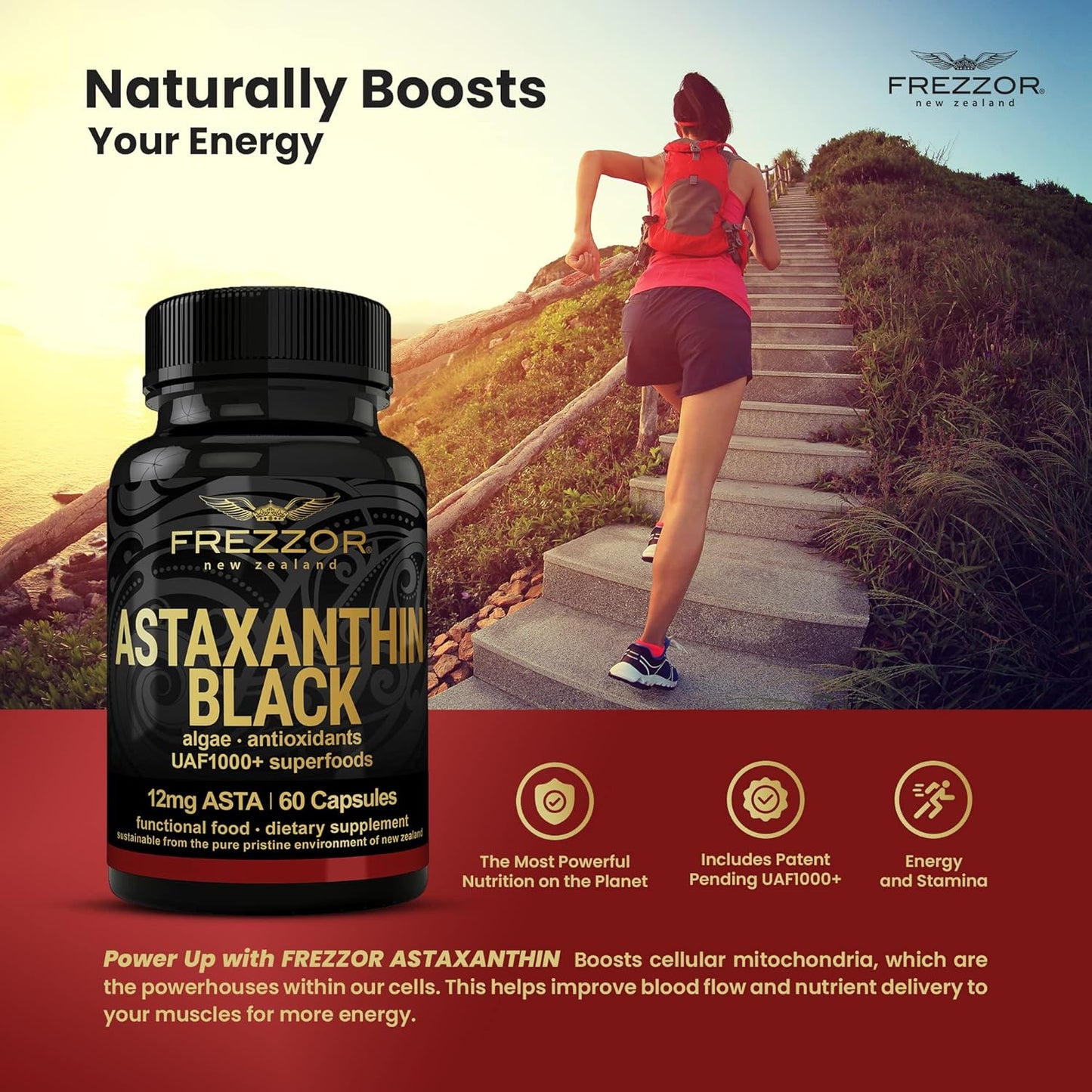 Astaxanthin Black UAF1000+ Super Antioxidant Softgels - Heart, Eye & Brain Health Support, Anti-Aging Skincare - 12mg Astaxanthin - 180 Softgels, 3 Month Supply - Espot.com.au