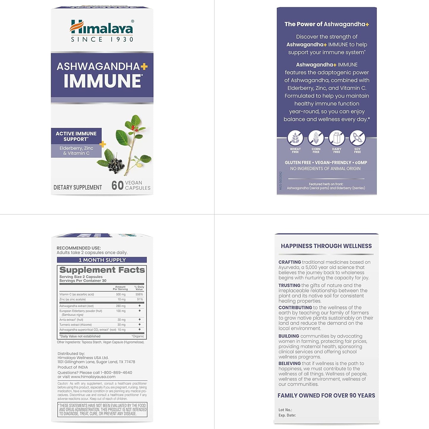 Immune Support Capsules with Ashwagandha, Elderberry, Zinc & Vitamin C - 60 Vegan Capsules, Gluten Free - 1 Month Supply - Espot.com.au