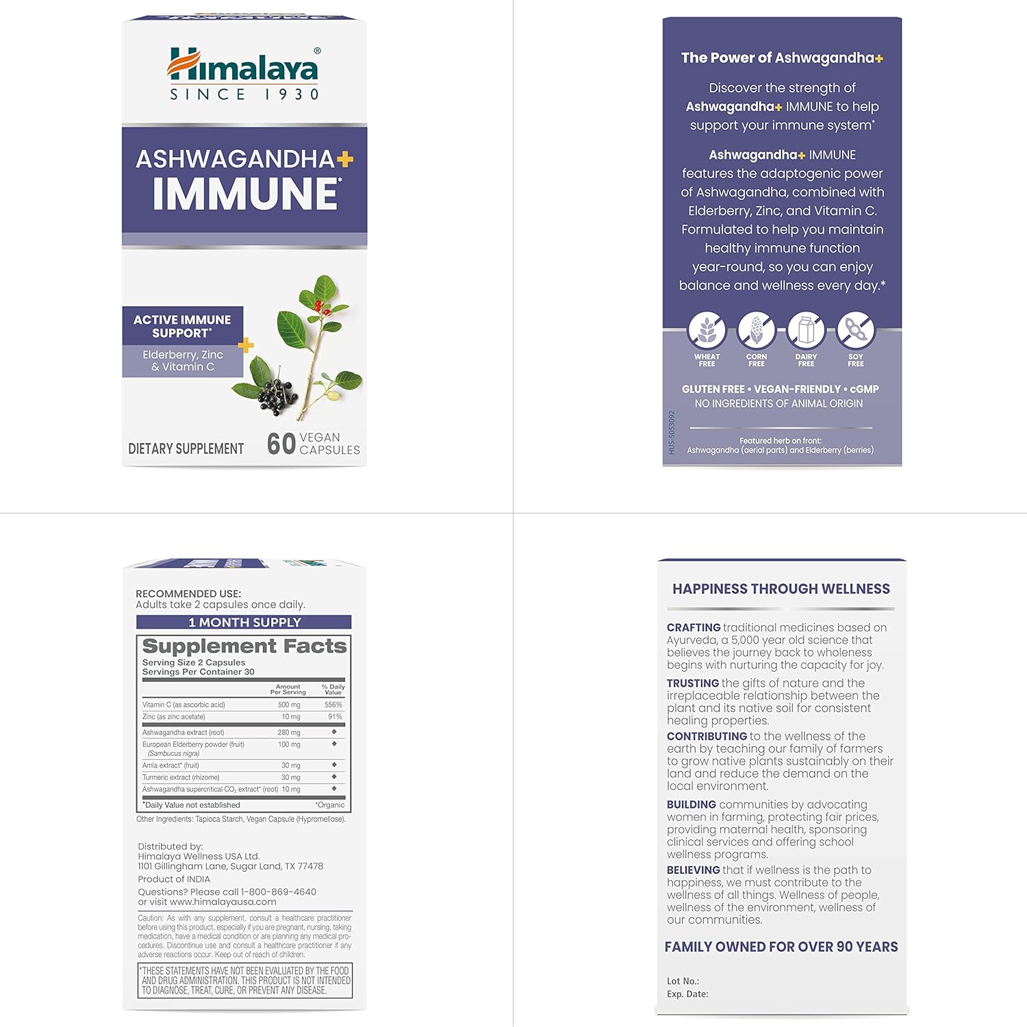Immune Support Capsules with Ashwagandha, Elderberry, Zinc & Vitamin C - 60 Vegan Capsules, Gluten Free - 1 Month Supply - Espot.com.au