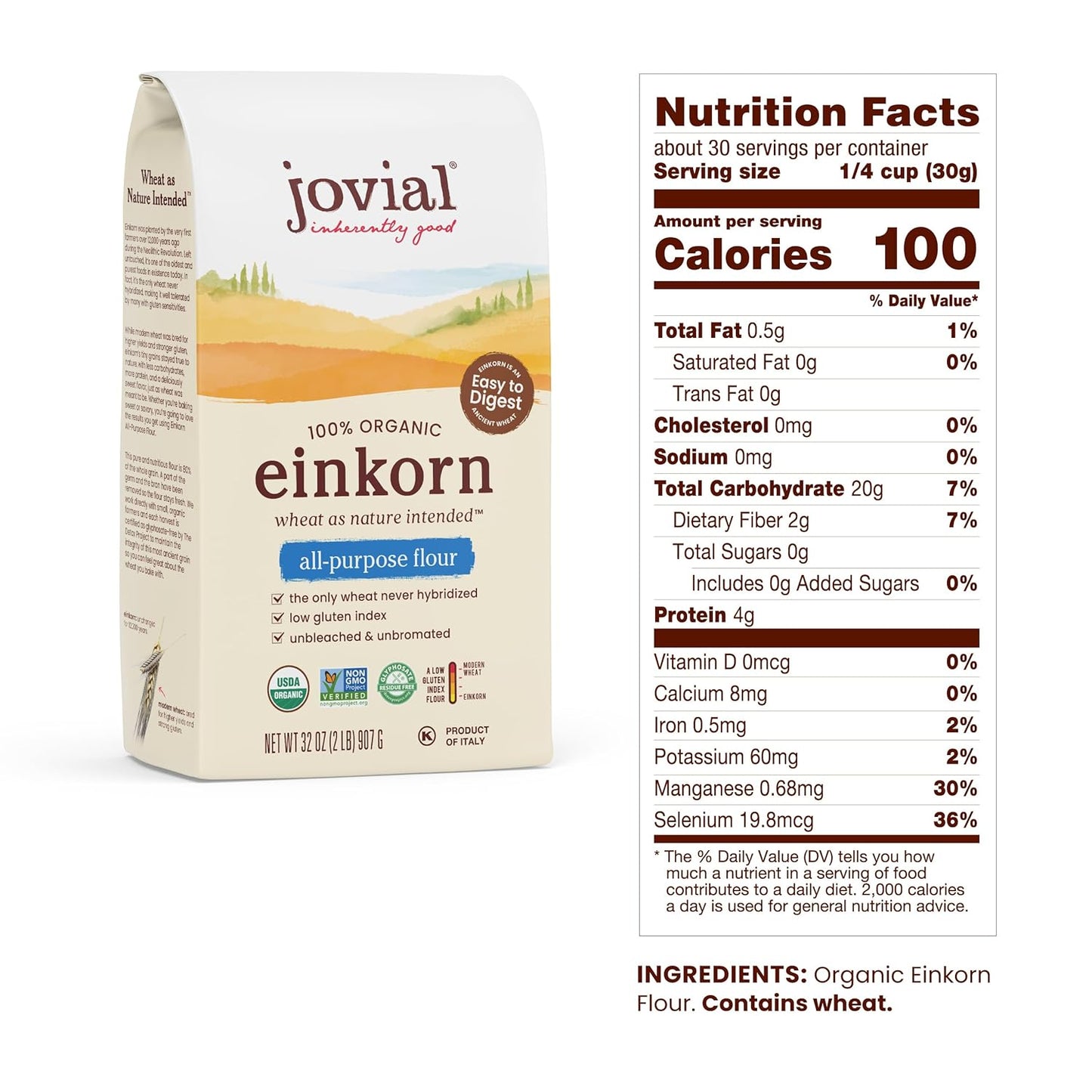 Organic Einkorn All Purpose Flour for Bread Baking - High Protein, Non-GMO, Sourdough Flour - 32 Oz, 3 Pack - Espot.com.au