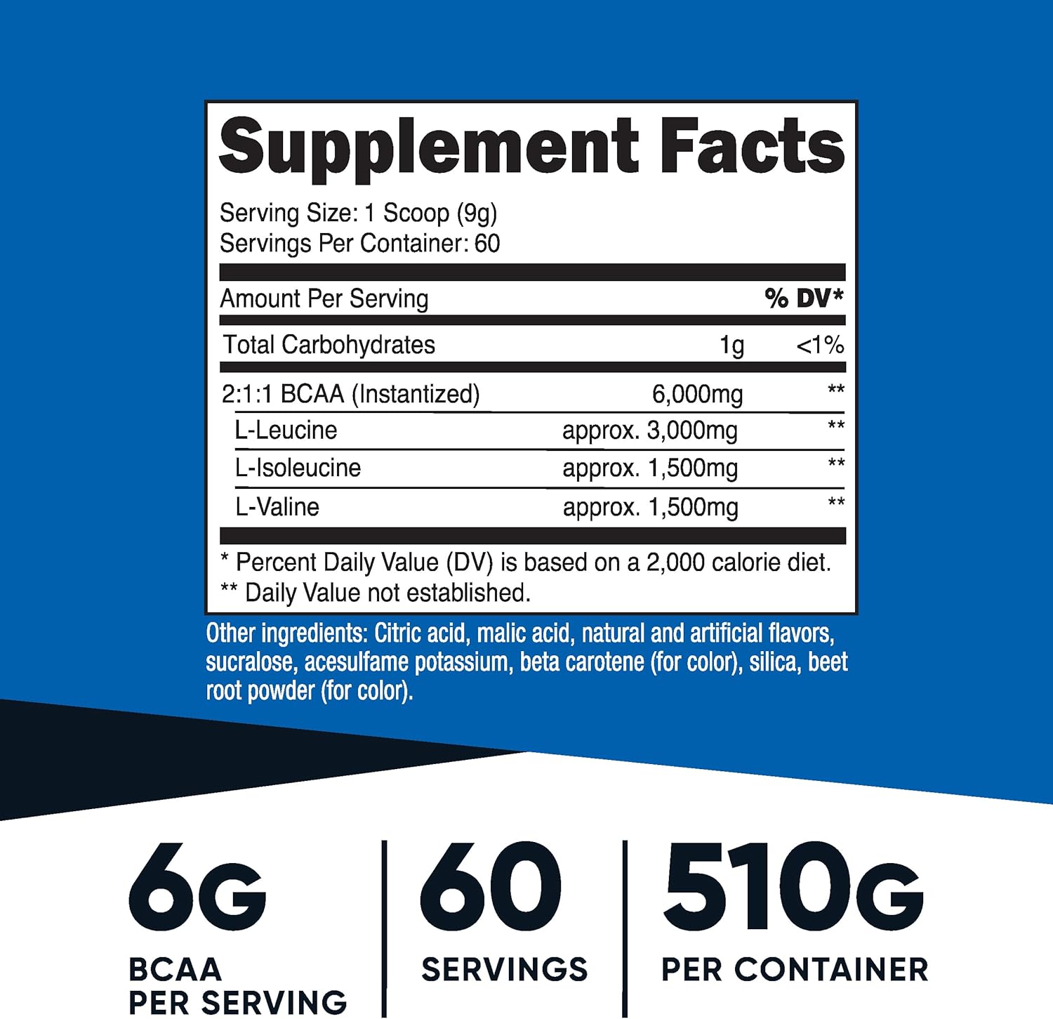 Nutricost BCAA Powder Orange Mango - 60 Servings, 2:1:1 Optimal Ratio, Gluten Free, Non-GMO, Vegetarian Formula - Espot.com.au