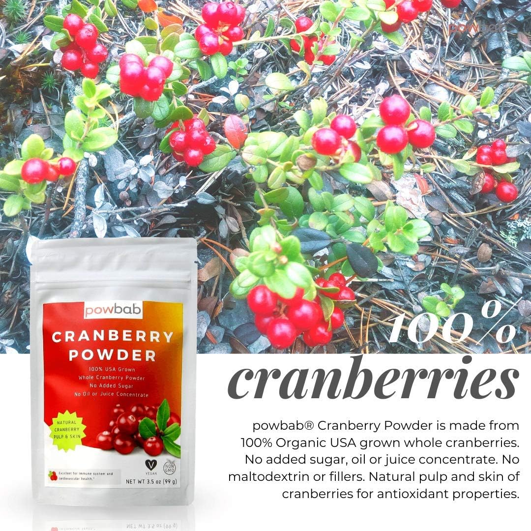 Organic USA Grown Cranberry Powder Supplement for Women's Urinary Tract Health - Unsweetened, No Added Sugar, Pure Fruit, Non-Freeze Dried (3.5 Oz) - Espot.com.au