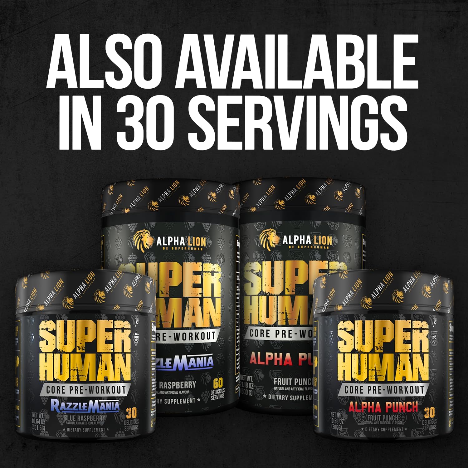Alpha Lion Core Pre Workout Supplement - Creatine, Beta Alanine, L-Citrulline, Tri-Source Caffeine for Performance & Energy - 60 Servings, Razzle Mania Flavor - Espot.com.au