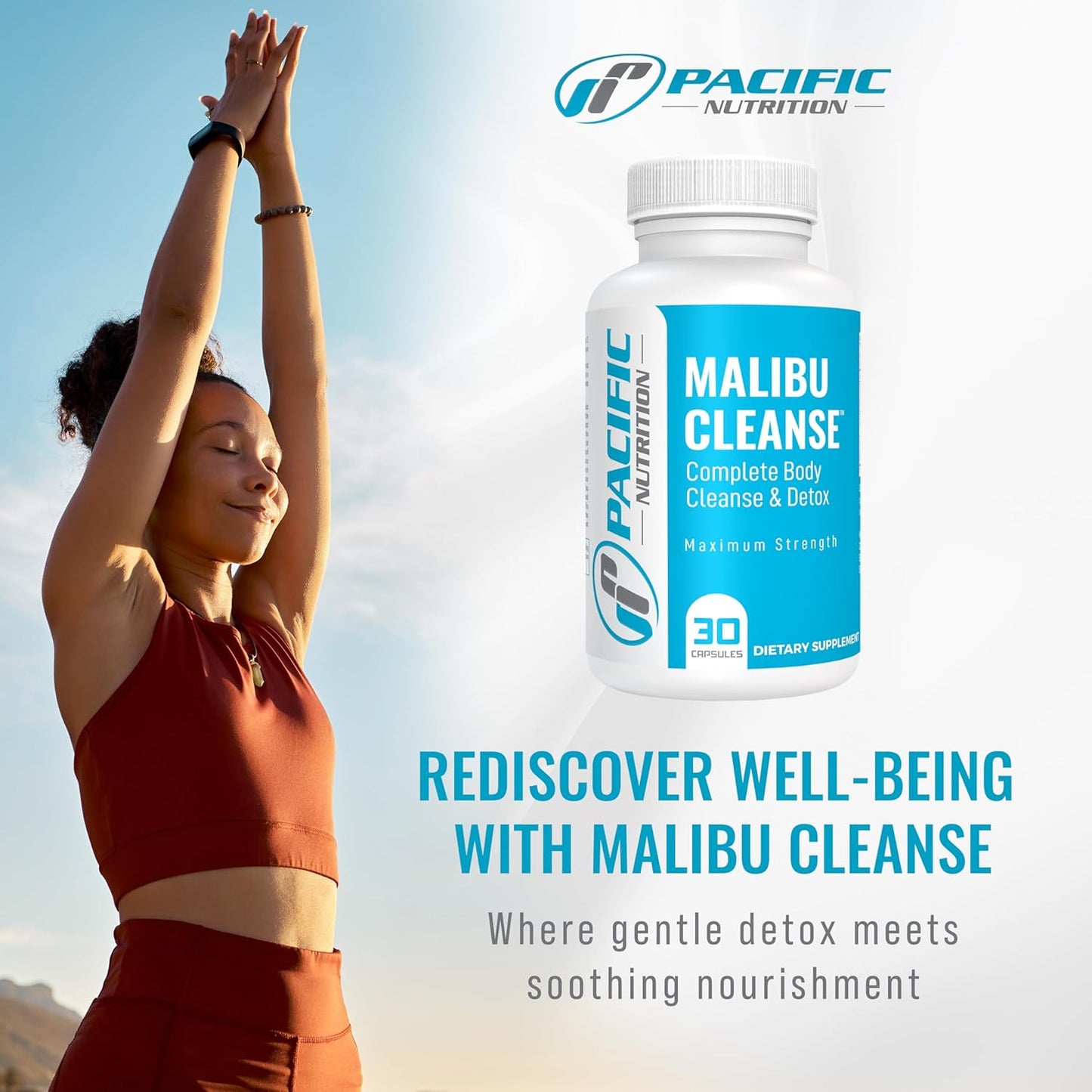 Malibu Cleanse Complete Body & Intestinal Cleanse - Natural Detox with Senna Leaf, Cascara Sagrada Bark & Aloe Vera - 30 Capsules for Men & Women's Health - Espot.com.au