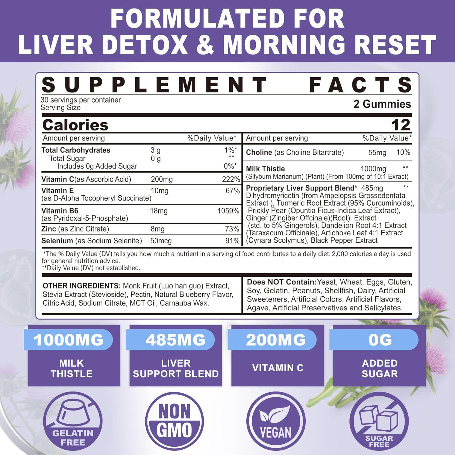Liver Cleanse Detox Gummies with Milk Thistle 1000mg - Herbal Liver Supplement for Men & Women - Vegan 120 Count - EnvyCure Liver Repair Formula with Dandelion, Artichoke, Turmeric, Choline - Espot.com.au