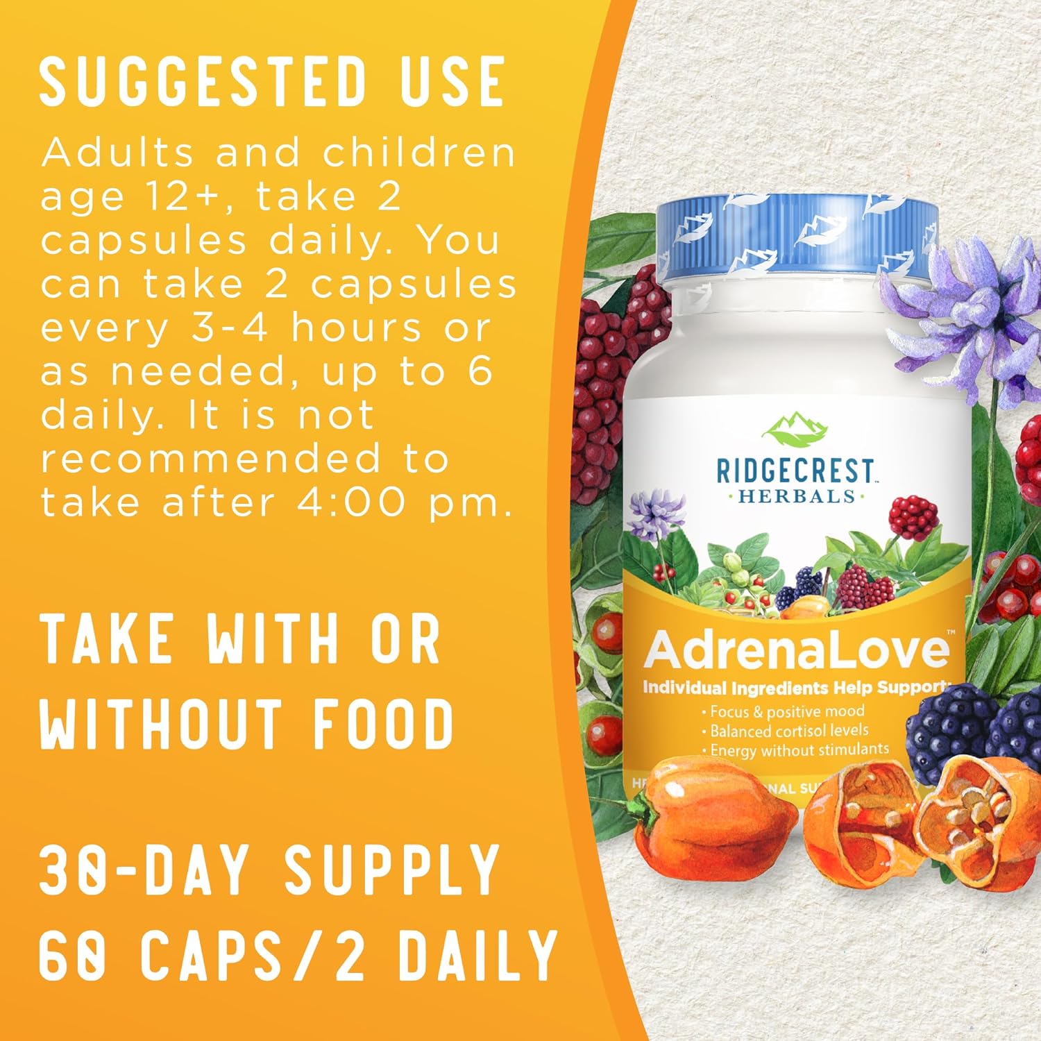 AdrenaLove Adrenal Support Supplement with Adaptogens - 60 Capsules, Stress Relief Formula with Ashwagandha, Ginseng, and B Vitamins - Espot.com.au