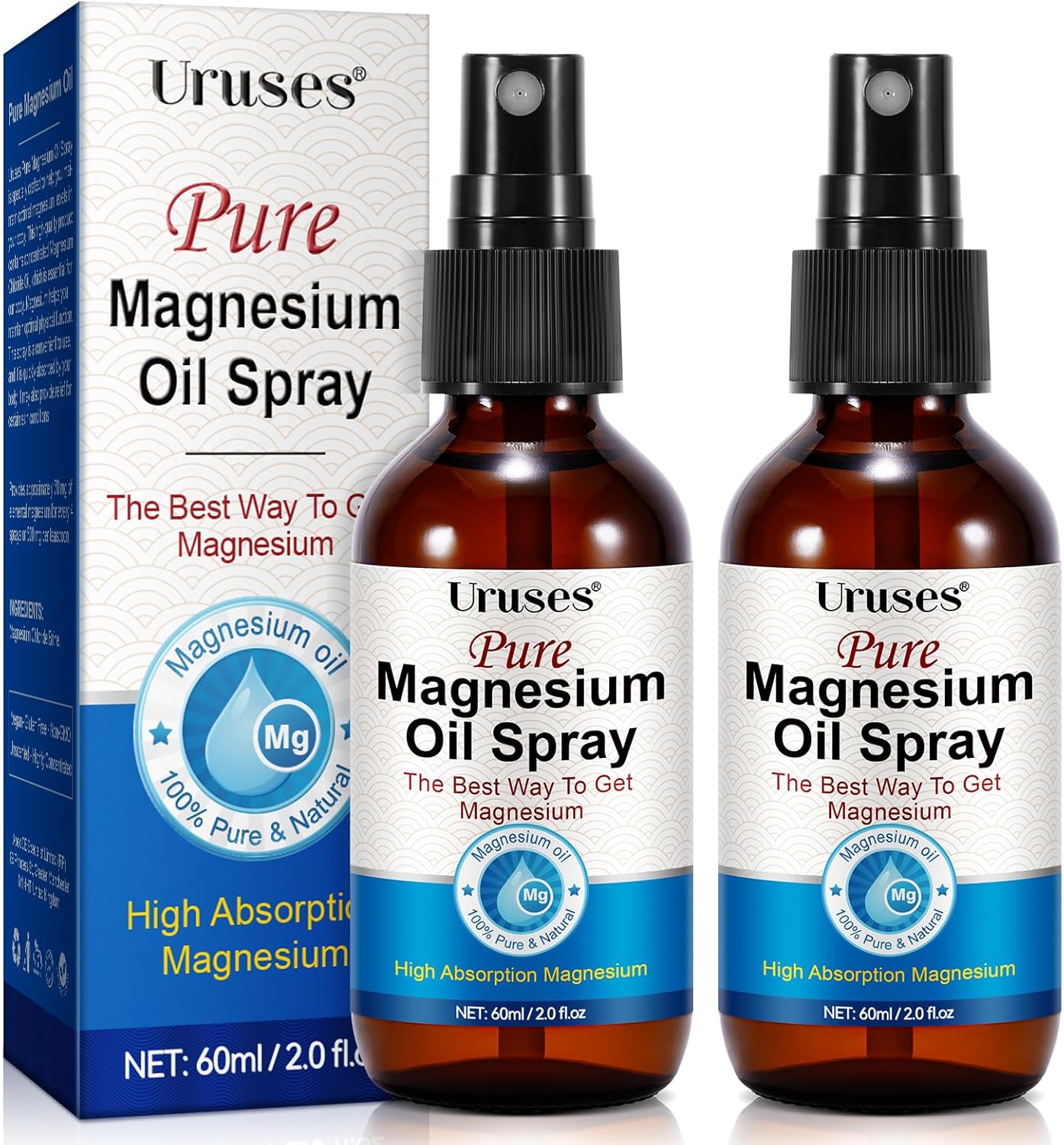 2-Pack Pure Magnesium Oil Spray in Glass Bottle for Feet - Topical Magnesium Chloride Brine for Easy Absorption - Espot.com.au