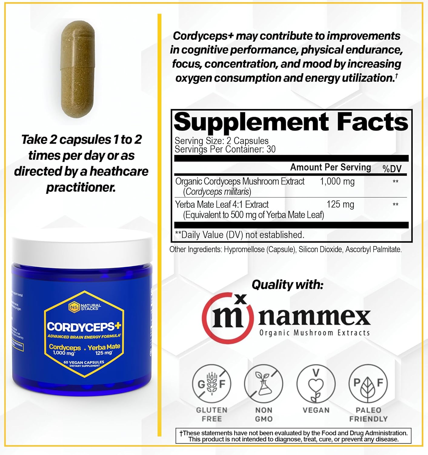 organic-cordyceps-mushroom-capsules-with-yerba-mate-extract-for-brain-energy---60-capsules---1000mg-cordyceps-extract---cognitive-performance-support-2
