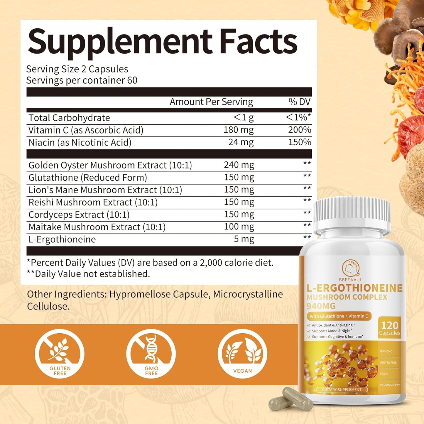 9-in-1-mushroom-complex-capsules-with-l-ergothioneine-glutathione-lions-mane-reishi-cordyceps---organic-extracts-for-immune-antioxidant-support---120-count-vegan-supplements-2