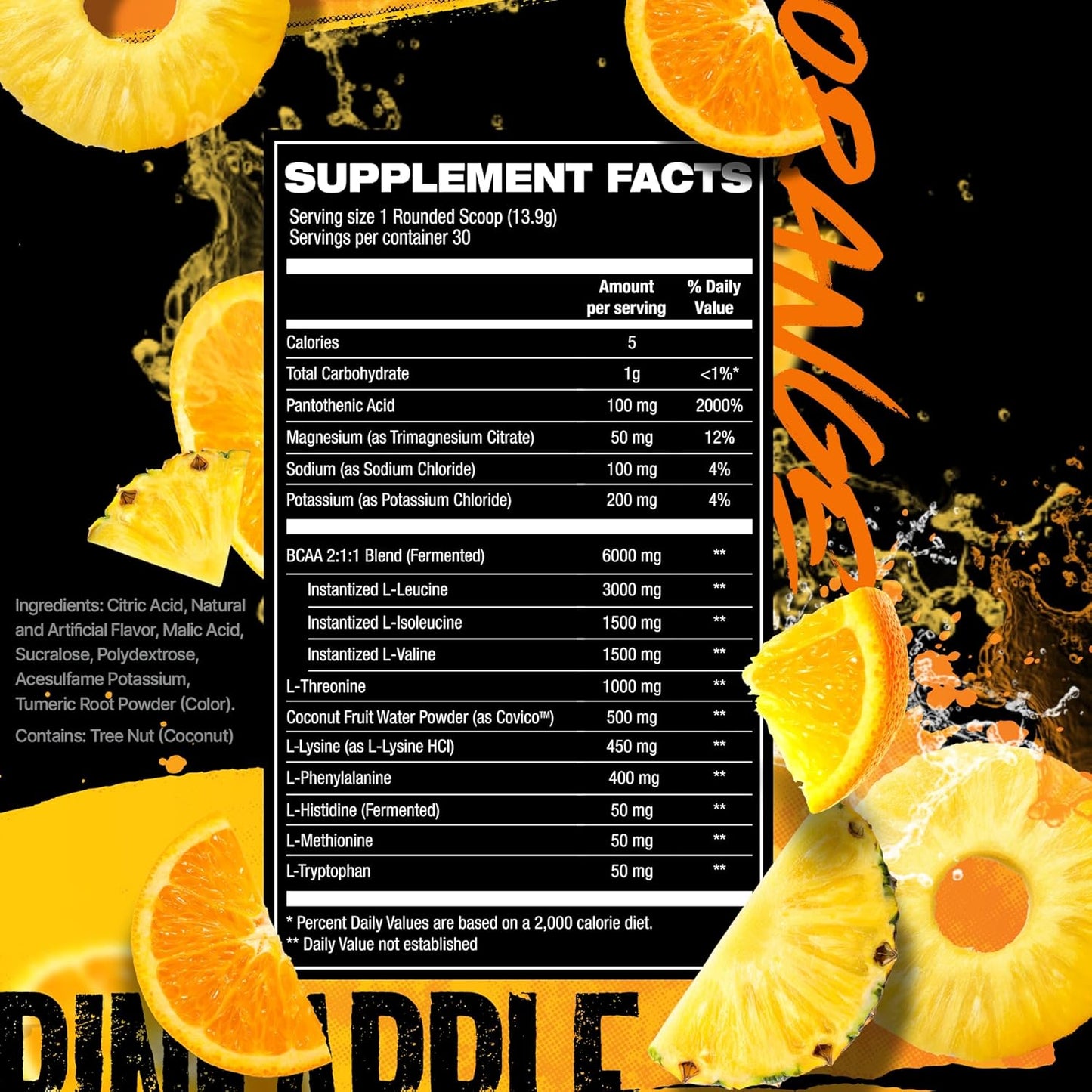 Orange Pineapple Electrolyte Hydration Drink with Essential Amino Acids and BCAAs for Muscle Recovery and Lean Muscle Growth - 30 Servings - Espot.com.au