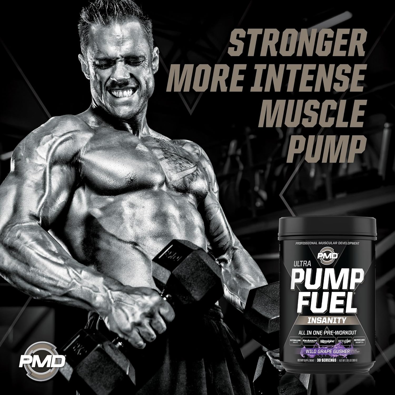 pmd-sports-ultra-pump-fuel-insanity---pre-workout-drink---wild-grape-gusher-flavor---boost-energy-strength-endurance-recovery---complex-carbs-amino-energy---30-servings-3