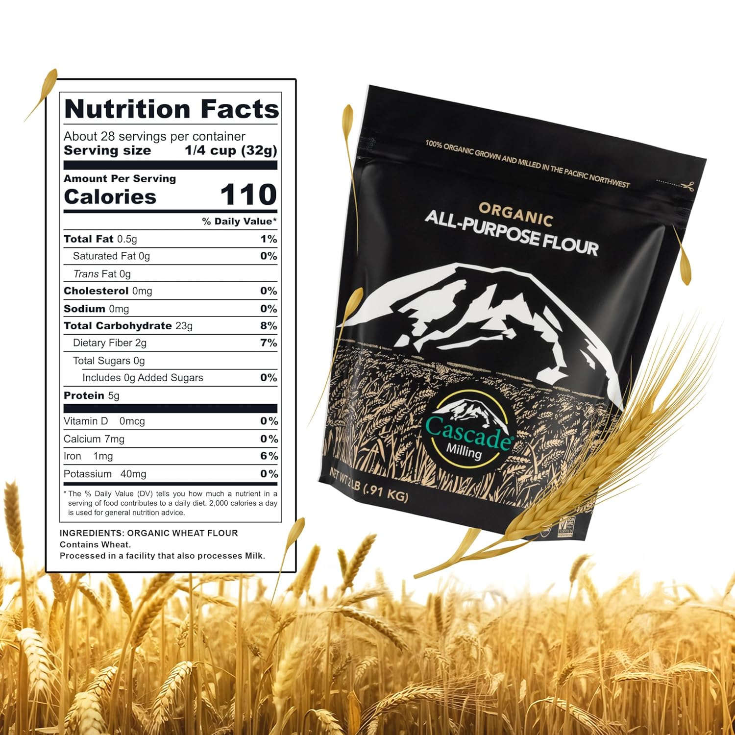 organic-unbleached-all-purpose-flour---high-protein-for-baking-cookies-cakes-pies-muffins-biscuits---non-gmo-kosher---2-lb-resealable-bag-2