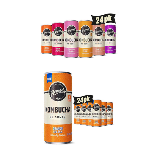 organic-remedy-kombucha-tea-variety-pack---6-flavors-85-fl-oz-24-pack-with-orange-splash---refreshing-probiotic-drink-1