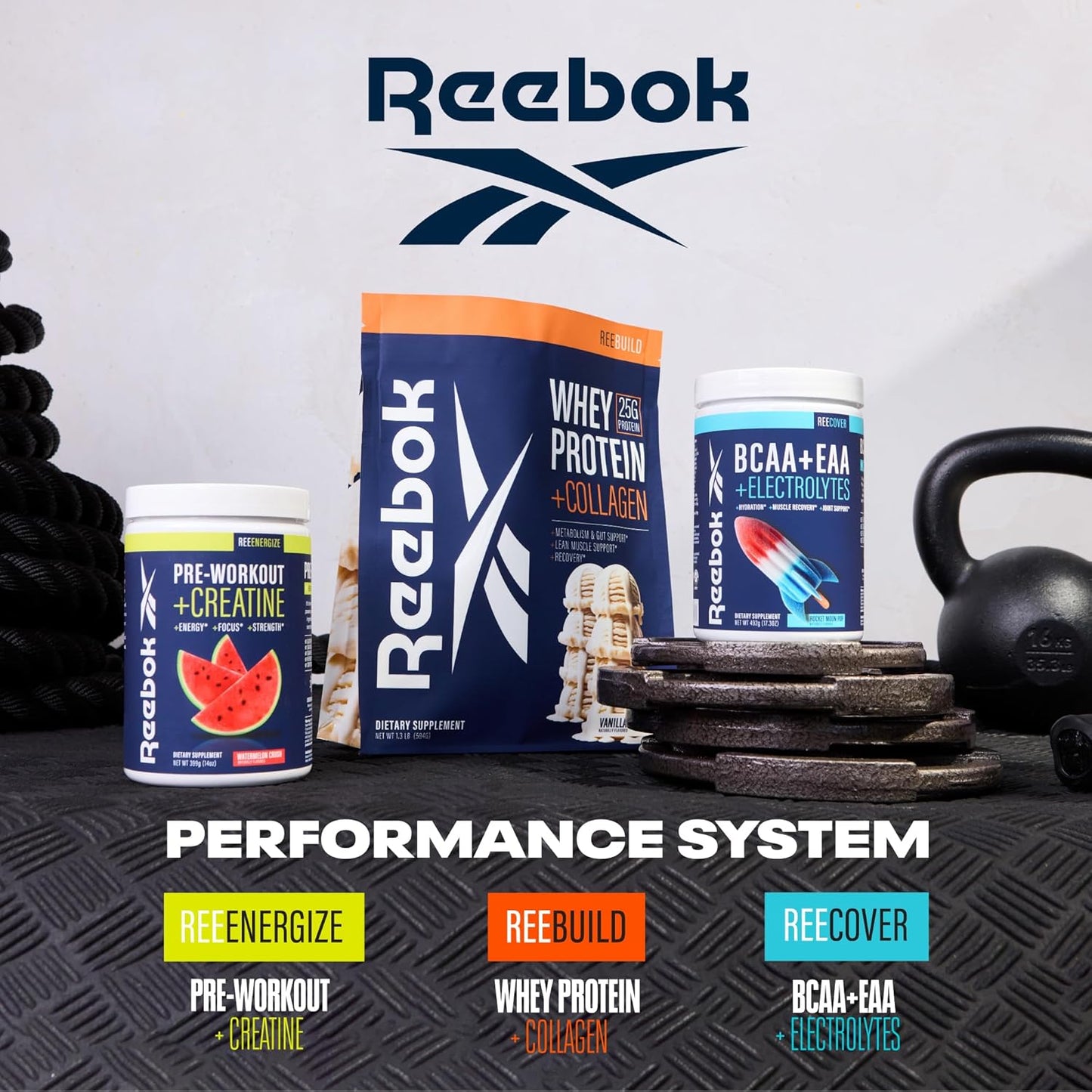 Reebok ReeCover BCAA EAA Electrolytes Supplement | 8g Essential Amino Acids, 5g Branch Chain Amino Acids, Hydration Support | Muscle Recovery, Strength | Post-Workout Drink | 30 Servings | Rocket Moon Pop Flavor - Espot.com.au