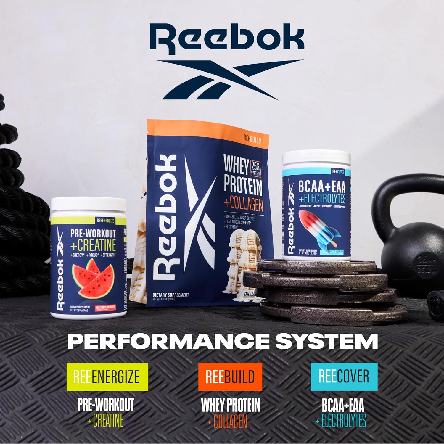 Reebok ReeCover BCAA EAA Electrolytes Supplement | 8g Essential Amino Acids, 5g Branch Chain Amino Acids, Hydration Support | Muscle Recovery, Strength | Post-Workout Drink | 30 Servings | Rocket Moon Pop Flavor - Espot.com.au