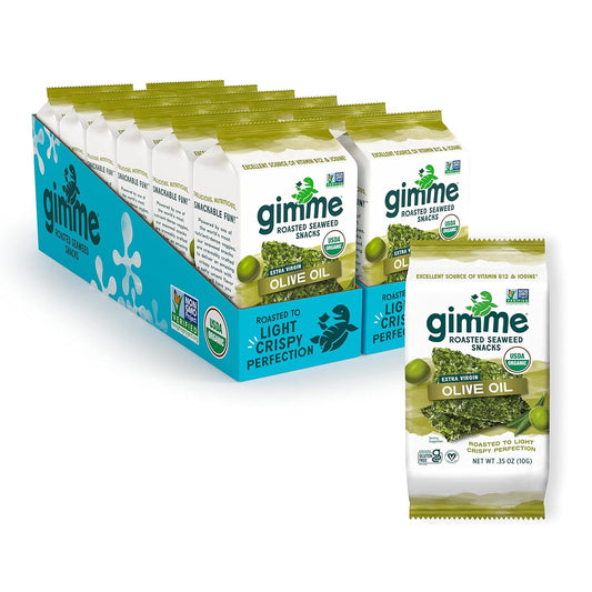 Organic Roasted Seaweed Sheets with Extra Virgin Olive Oil - 12 Packs, Keto, Vegan, Gluten Free - Iodine & Omega 3 Rich On-The-Go Snack for Kids & Adults - Espot.com.au